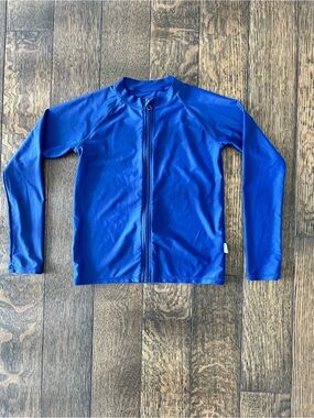 Royal Blue Long Sleeve Zip-Up Rash Guard by Swimzip.